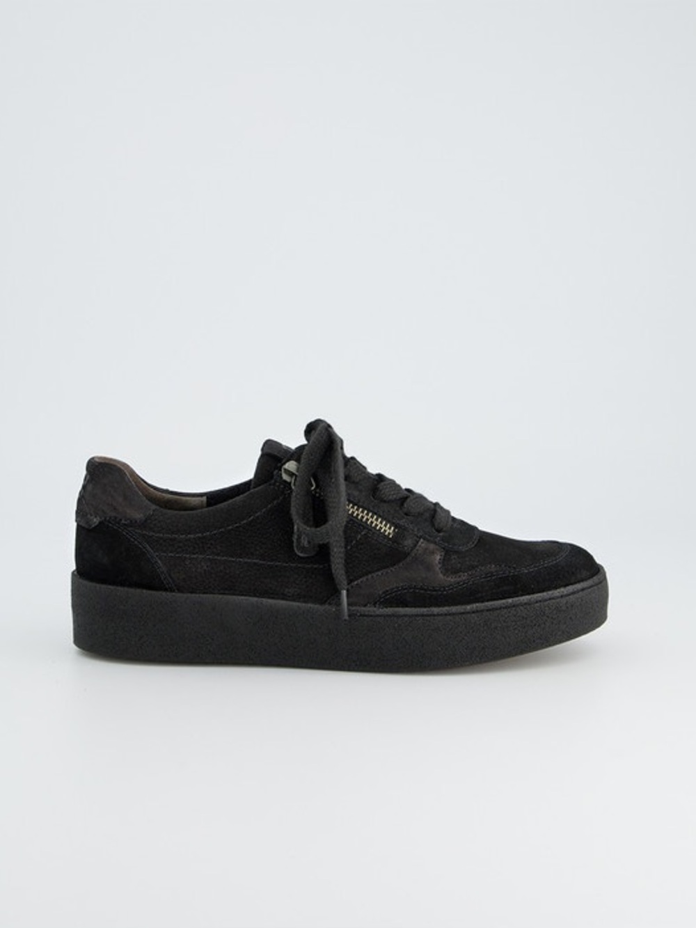 Paul Green Black Suede Platform Lace-Up Sneaker